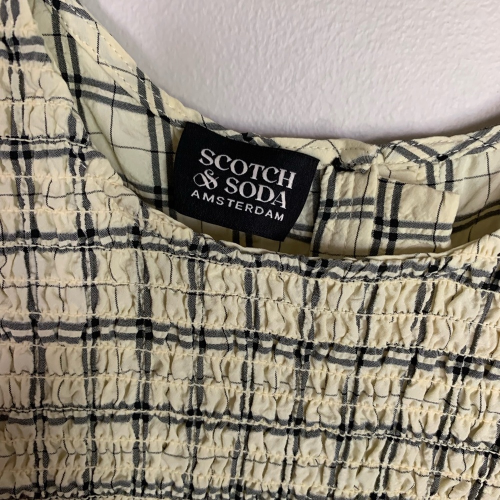 SOLD__Scotch & Soda | Smocked Tie-back Blouse Neutral Motif S - Picture 8 of 11